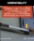 Screen Assist RV Screen Door Push Bar With Full Width Push Handle For Easy Access When Your Hands Are Full Durable Corrosion Resistant Aluminum And Plastic Construction Easy Installation Ideal For Camping And Full Hands Convenience, compatibility on Lippert RV screen door with lever handle