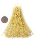 Gold 21 Gauge 3 Inch Eye Pins Set For Jewelry Making Brass Eye Pins 100 Count Durable Gold Plated Beading Pins For DIY Necklaces And Earrings Pro Grade Bead Craft Supplies, 100 brass eye pins with coin