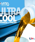 Gold Iat Antifreeze Coolant 50 50 Pre Mixed Yellow Bulk 55 Gallon Drum pouring into a container.