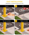 Installation steps for Heavy Duty Steel Safety Bollards 6 Pack 36 Inch Tall Parking Posts with tools and bolts.