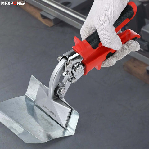 3 Inch Offset Sheet Metal Bender Hand Seamer used to bend metal sheet in a workshop setting with precision jaws and ergonomic handle.