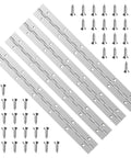 Tough as Nails Heavy Duty 12 Inch Stainless Steel Piano Hinges 4 Pack With 48 Screws for cabinets, boats, and DIY woodworking projects.