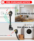 Dryer Adapter From 4 Prong To 3 Prong For Old School Homes Converts NEMA 10-30P Plug To 14-30R Receptacle setup illustration