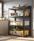 Heavy Duty 4 Tier 48 Inch Metal Shelving Unit With Easy Assembly For Home Garage 1600 Lb Capacity Rolled Edge Steel Columns Wide Open Shelves For Easy Access Storage in kitchen storage room