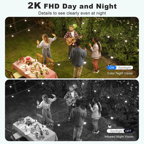 Wireless Outdoor Security Camera System With 2K Pan Tilt 360 View, Solar Or Battery Powered, Color and Infrared Night Vision Demonstration