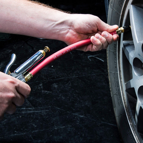 Straight Air Chuck Tire Inflator With Built In Gauge And 12 Inch Hose For 10 To 90 PSI Push On Chuck used on car tire
