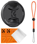 4 In 1 Center Pinch Lens Cap Kit With Anti Loss Keeper Leash And Microfiber Cloths For 49mm Lenses, lens cap, leash, cloths.