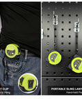 25 Ft Tape Measure With Dual Metric And Imperial Scales One Eighth Inch Fractions Easy Read Blade on belt and pegboard