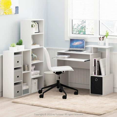 5-Cube Bookshelf Organizer with Reversible Design and Easy Assembly in modern home office setup.
