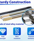 Close-up of steel alloy rods in the 10 Piece Pro DIY Wheel Alignment Tool Kit with details on strength and resistance features.