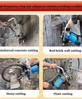 Job Ready Heavy Duty Circular Wall Chaser Electric Ring Saw With Slick Ergonomic Handle cutting reinforced concrete.