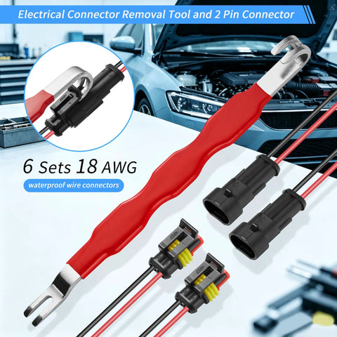 Heavy Duty 11 Piece Electrical Disconnect Pliers And Wire Stripper Kit With Hose Clamp Tool And Six 2 Pin Connector Sets. Tool and waterproof connectors.