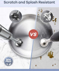 Comparison of Hella Sick Corded Immersion Blender's scratch-resistant stainless steel against a damaged surface.