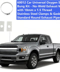 Universal Oxygen Sensor Bung Kit For Exhaust Piping With 18mm x 1.5 Thread, Premium 304 Stainless Steel, shown with truck backdrop