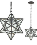 Star 145-001 9 Inch Wide One Light Mini Pendant in Oil Rubbed Bronze Finish Moravian Style Glass and Metal Fixture for Kitchen Island
