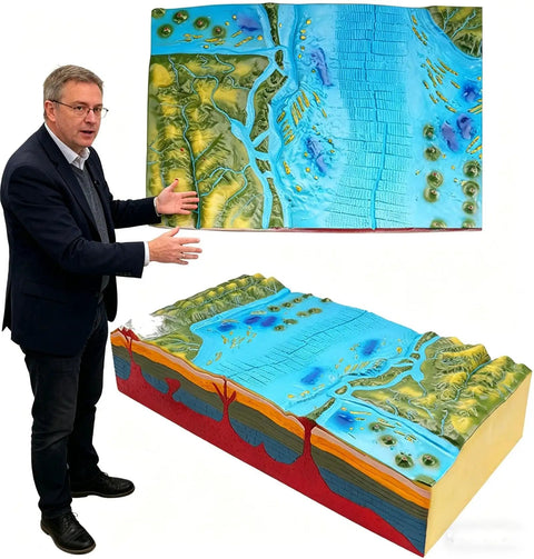 Hands On 3D Plate Tectonics Model And Landform Demonstration Kit showcased by an educator for classroom use.