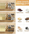 Plus Size 2 Pack Shoe Organizer For Closet Featuring Foldable Fabric Boxes Holds A Massive 24 Pairs Vertically with various shoes.