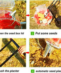 Manual Seed Spreader Hand Push Garden Seeder Row Planter With Six Seed Settings Wheels Roller Seeding And Fertilizer Applicator