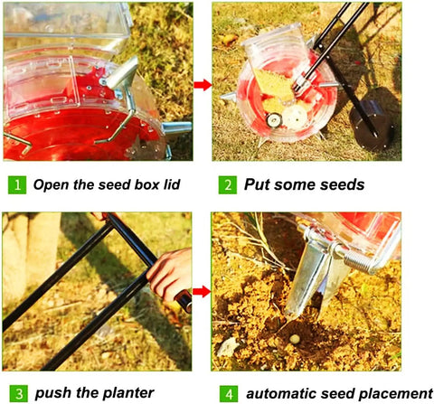 Manual Seed Spreader And Fertilizer Applicator For Walk Behind Garden And Row Crop Planter Roller Seeding Spreader use steps