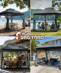 10x10 Pop Up Gazebo With Mosquito Netting And Double Roof Venting, Instant Canopy Tent for backyard parties on beach, lawn
