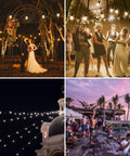Various scenes using 60 Foot Outdoor String Lights With Three Color In One Dimmable LED String Lights Remote Control Waterproof Patio Hanging Lights For Backyard Garden Cozy Backyard Vibe 2700K 4000K 5000K.