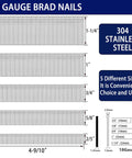 Top Shelf Badass 18 Gauge Brad Nails Assortment Featuring 304 Stainless Steel in five sizes for easy use and rust resistance.