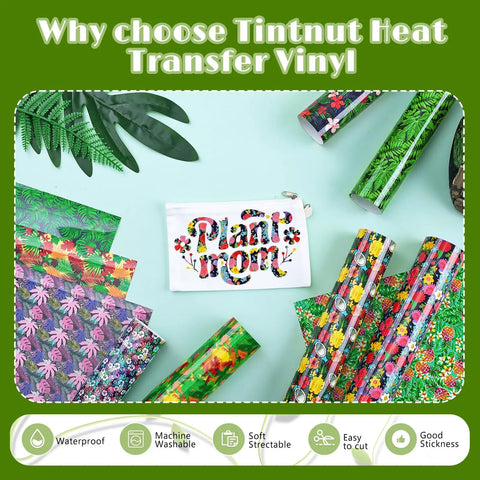 Dope Tropical Leaves Heat Transfer Vinyl Set With 10 Sheets 10x12 Inches Multicolor Pineapple Hawaiian Floral Pattern HTV