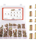 High Performance Threaded Screw Inserts For Wood Featuring Quick Hex Socket Connectors assortment kit with various sizes and hex key.