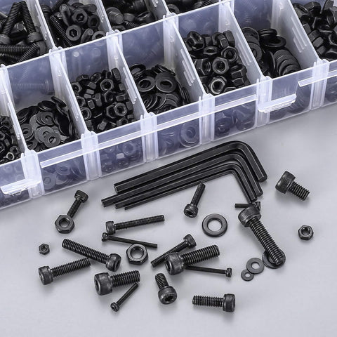 1274 Pcs Metric Screw Set M2 M3 M4 M5 With Hex Socket Head Cap Screws Nuts Washers And Bolts, 12.9 Carbon Steel Kit with Spanners