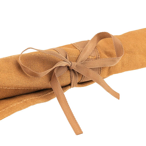 Heavy Duty Tool And Wrench Roll With Eleven Pockets In Brown Canvas For On The Go Organization Fits Six To Twenty Five Millimeter Wrenches