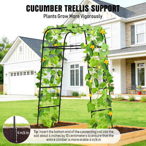 7ft Garden Arch Trellis For Climbing Plants Tough As Nails Heavy Duty Steel Outdoor Arbor For Cucumber Tomatoes And Other Vines