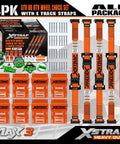 Heavy Duty Wheel Chock And E Track Tie Down Straps Kit Four Pack 2 Inch By 9 Foot Ratchet Straps With Steel Wheel Chocks 1466 Lbs Working Load Capacity For ATV UTV Trailer Hauling Orange