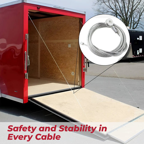 Two Pack 150 Inch Heavy Duty Galvanized Steel Ramp Door Cable Kit For Enclosed Cargo Trailers, Fits 12.5 Foot Doors
