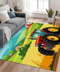 Cartoon Tractor Rug Non Slip Doormat For Living Room Bedroom Kitchen Classroom Office 5x7 Ft Kid Friendly Machine Washable Durable Carpet Mat With Farm Theme Playful Decor