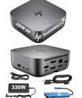 Thunderbolt 4 Docking Station Serving 280W Straight Fire Charge with USB C layout, showcasing ports and power supplies.