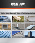 Image showing uses for Gutter And Flashing Sealant In Clear 9 Oz Tube Extreme Temperature Flexible Hybrid Polymer Caulk