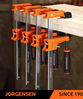 6 Inch Bar Clamp Set 4 Pack Steel F Clamp Light Duty 300 Lbs Load Capacity For Woodworking Metalworking And DIY Projects Grip Tight Hold Strong Bond Right Every Time used on wood