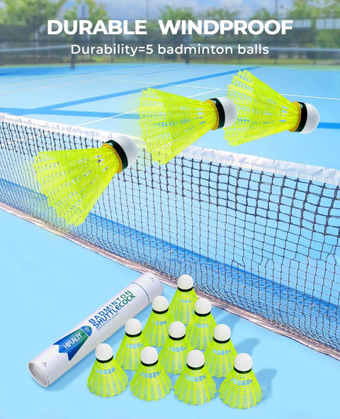 12 Pack Nylon Badminton Shuttlecocks For Backyard Fun And Outdoor Play, Wind Resistant 5.5g Weighted Birdies on a court