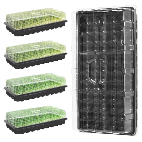 Five Pack 1020 Seed Starter Trays With 3 Point 6 Inch Humidity Dome Germination Kit Mini Greenhouse With Handle for plants