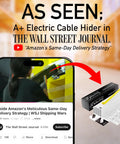 Image of a smartphone showing an Amazon delivery video with a wall advertisement for a cable raceway kit beside it.