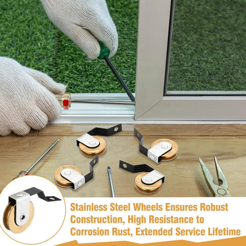 4 Pack Sliding Screen Door Rollers With Tension Springs And 1 Inch Ball Bearings For Top And Bottom Tracks, installation process