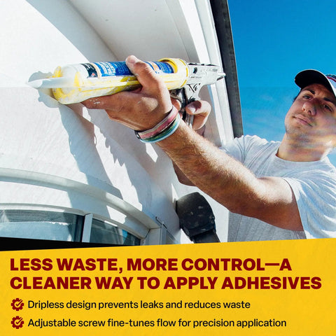Dual Component Adhesive Applicator For High Viscosity Epoxy And Adhesives 22 Oz Cartridges 26 To 1 Thrust used by worker