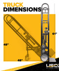 Heavy Duty Appliance Dolly With Stair Climber And Kickback Wheels 1200 Lbs Capacity dimensions chart showing 61" and 48" sizes
