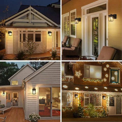 Porch Light With Built In GFCI Outlet Dusk To Dawn Exterior Wall Mount Fixture Waterproof Rust Proof Aluminum Outdoor Lighting