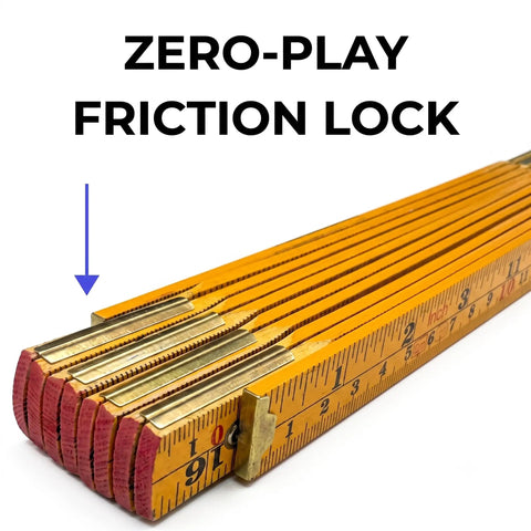 Six Point Five Foot Folding Ruler With Dual Inch And Metric Scales, Wooden Yardstick For Quick Shop Checks, Deep Engraved High Contrast Measurements For Easy Read, Handy Layout Tool For DIY Projects, zero-play friction lock