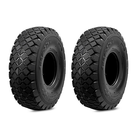 Rugged 4.10/3.50-4 Tire With Inner Tube And Bent Valve Stem Universal Replacement for Lawn Mowers, Hand Trucks, Wheelbarrows, 2 Pack.