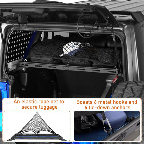 Rear Trunk Cargo Rack Basket Tray For Jeep Wrangler JK 2007 To 2026 Four Door Hardtops Heavy Duty Steel Shelf loaded with gear