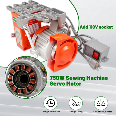Heavy Duty 750W 110V AC Industrial Sewing Machine Servo Motor Kit with Controller and Foot Pedal close-up view
