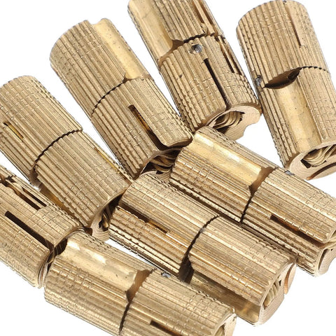 Close-up of Hidden Brass Barrel Hinges 8 Pack Set For Jewelry Boxes And Cabinets Invisible Cylindrical Hinges