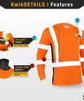 Men High Visibility Class Three Safety Shirt Orange Breathable Polyester Mesh Work Rig Gear With Silver Reflective Tape Sleek Cut Built For The Daily Hustle 2xl featuring deep chest pocket and flexible crew neck.
